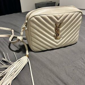 YSL Lou Medium Quilted Camera Crossbody Bag (Crema Soft)
